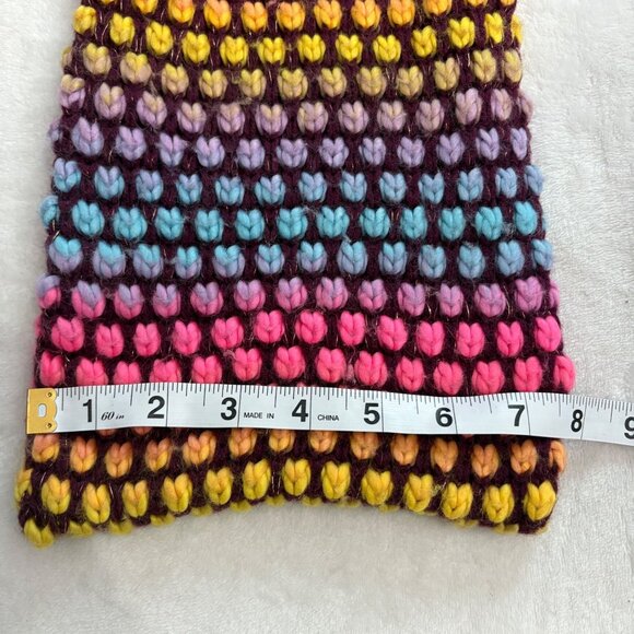 Colorful Crochet Chunky Knit Multicolor Girls Infinity Winter Scarf - Picture 4 of 7